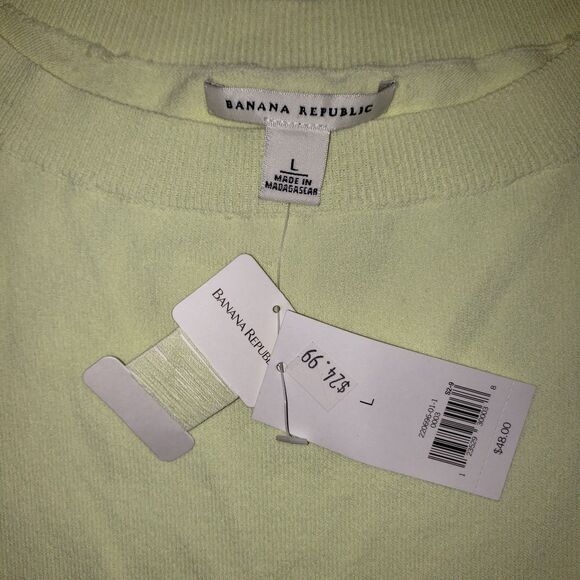 BANANA REPUBLIC Short Sleeve Sweater Light Yellow Womens Size Large NEW - Picture 3 of 7